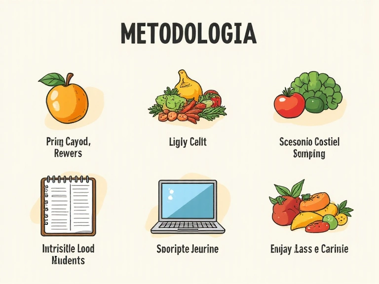 Icone stilizzate che rappresentano un diario alimentare, un computer portatile con videochat e un grafico di progresso
