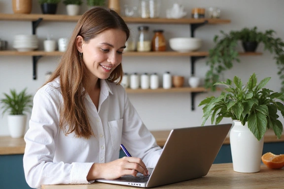 Donna che compila un questionario nutrizionale online